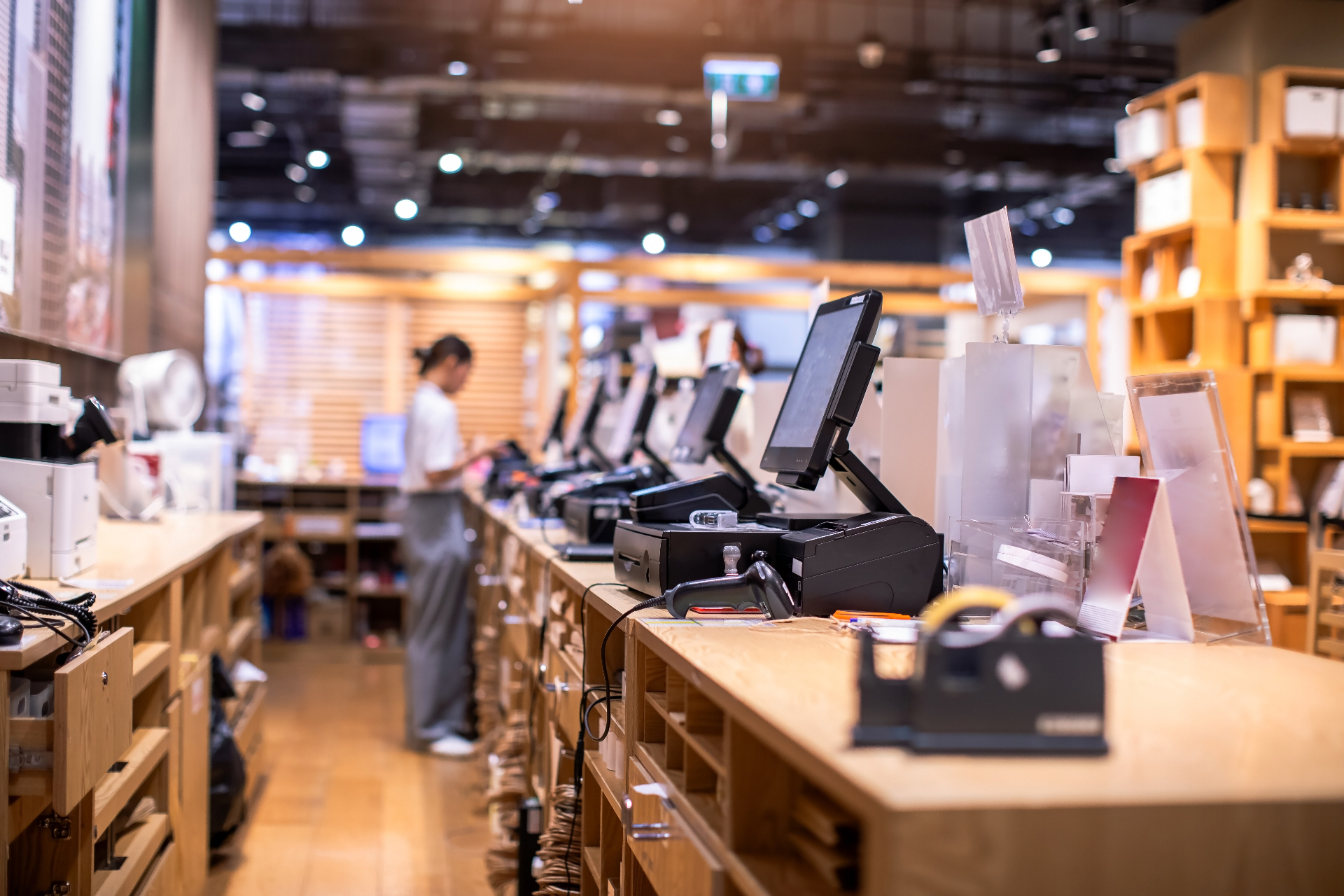 Retail point-of-sale terminals inside a store