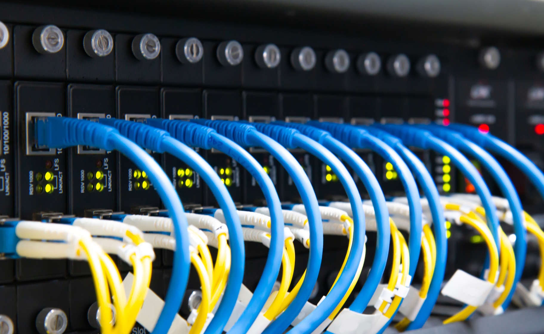 Business network infrastructure with Ethernet and fibre connections